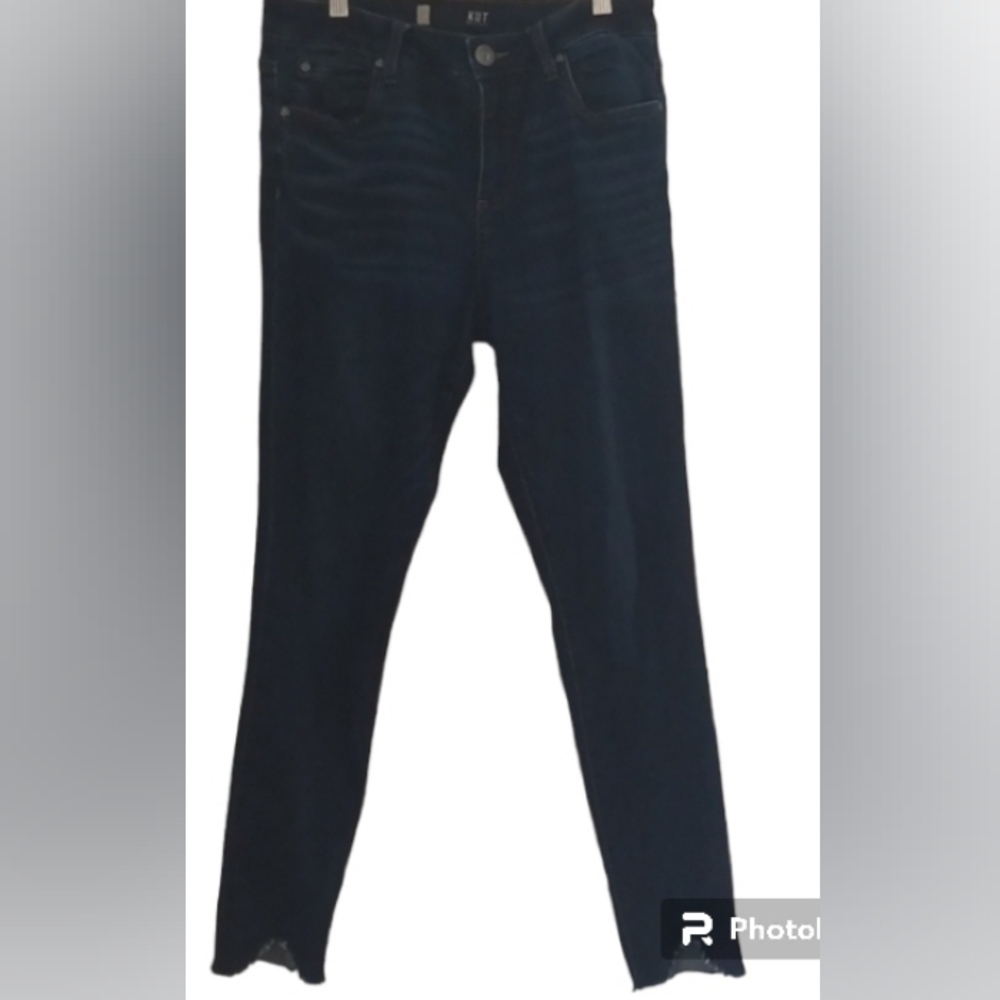 KUT from the Kloth 4 High rise ankle Frayed curved Hem Dark blue …